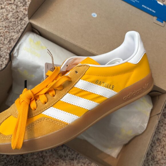 NEW - Original Box Adidas Gazelle Indoor Crew Yellow/Gold - Never worn! M9/W10.5 - Picture 3 of 9